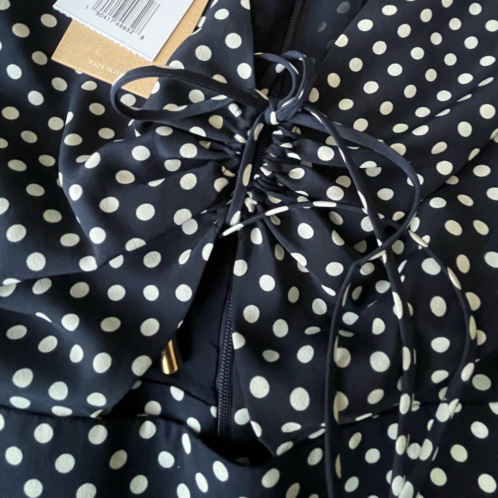 MICHAEL KORS COLLECTION NWT Classic Dot Crepe De Chine Tie-Front Romper size 0 - Picture 11 of 16